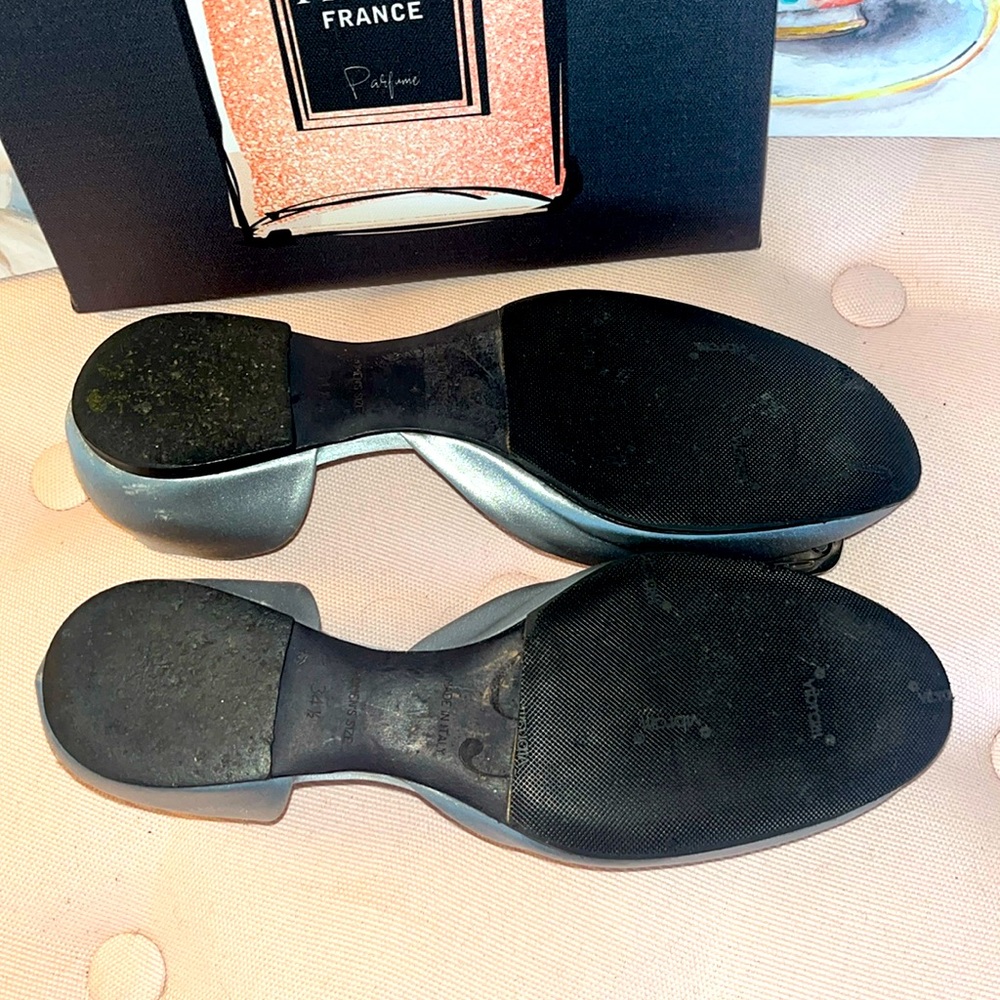 Roger Vivier baby blue satin flats w/brilliant crystal buckles gorgeous sz 34.5 - Picture 9 of 16